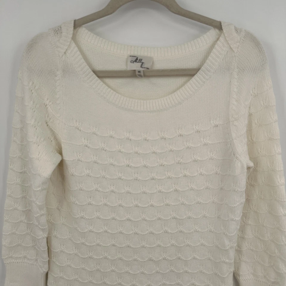 Vestido Suéter Milly Para Mujer Tejido Medio Texturizado Pullover Manga 3/4 Dobladillo Vieira Foto 2 de 4