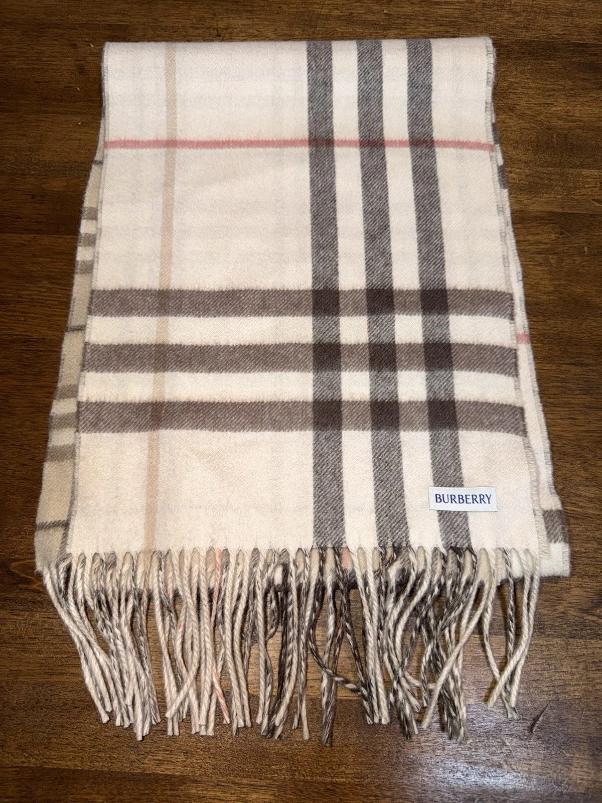 Burberry Nova Classic Check 100% Cashmere Scarf Preppy Quiet Luxury 67” X 12”