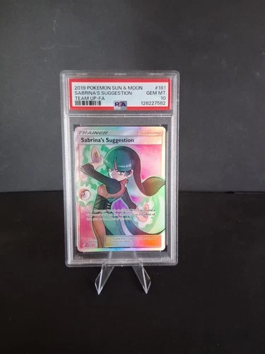 Pokemon 2019 Sun & Moon Team Up 181 Full Art Sabrina's Suggestion PSA 10