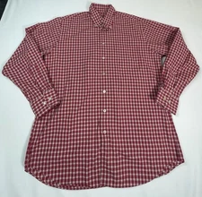 Scott Barber Shirt Mens Large Red White Button Up Long Sleeve Casual