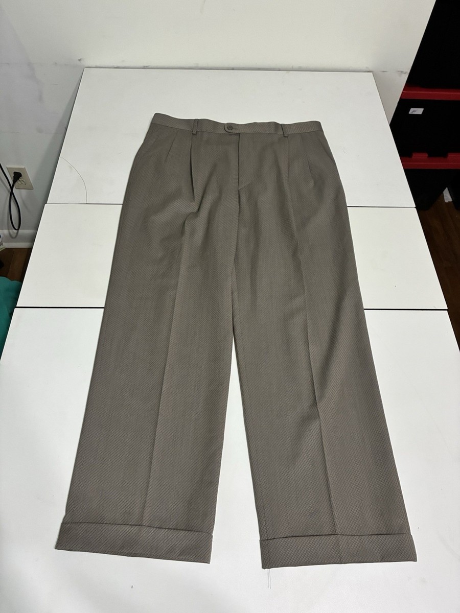 Zanella Pants 38x30 Olive Gray Bennett BIS Pleated Italian Wool