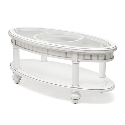 Sea Winds Trading Monaco Oval Coffee Table with Palm Insert in White