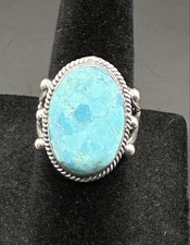 Sterling Silver 925 Turquoise Ring Size 6 Oval Cabochon Southwestern Style