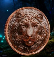 2025 Nature Tiger Hi Relief Proof and Enhanced Finish 5oz .999 Fine PRESALE