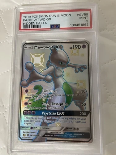 Mewtwo GX SV59 PSA 9 Hidden Fates Shiny Vault Pokemon Card PSA Slab