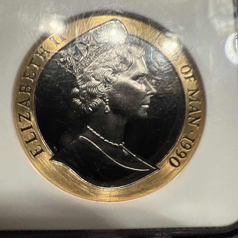 1990 COROA DE OURO ILHA DO HOMEM 1 OZ CENTAVO PRETO 1000 CUNHADO NGC PROVA 68 - Imagem 3 de 4