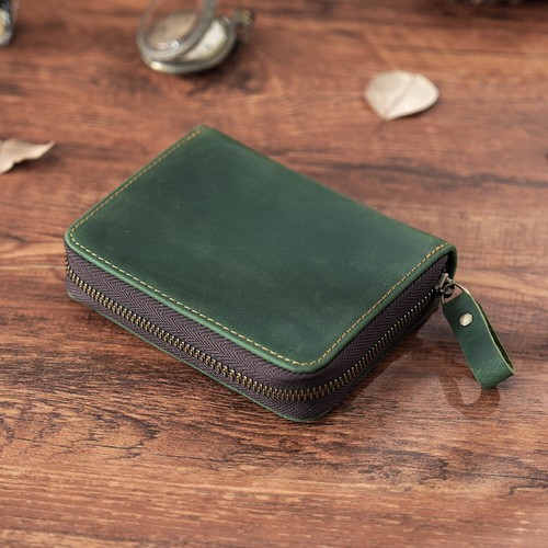 Genuine Leather Credit Card Holder Zipper Wallet RFID Blocking 24 Slot Card Case - Picture 20 of 21