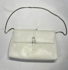 Designer Vintage Leather Stefano Serapian Milano Clutch Purse (white And Silver)