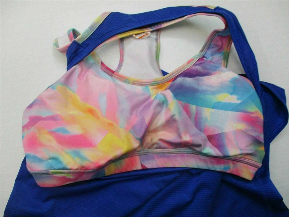 Camiseta deportiva azul a rayas acolchada LUCY para mujer talla M atlética interna #TB806 Foto 4 de 4