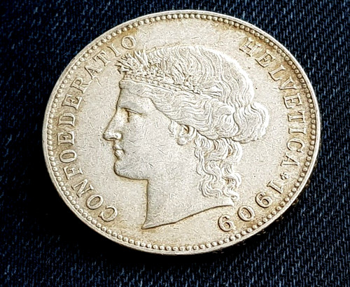 SUISSE:SUPERBE 5 FRANCS ARGENT
