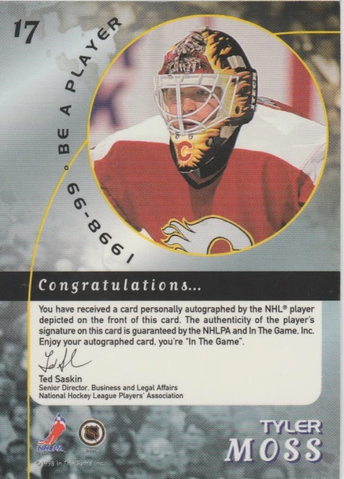 Tyler Moss 1998 In the Game NHL autograph auto card 17 - Image 2 of 2