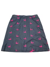VTG Lilly Pulitzer Womens Blue Embroidered Pink Whales A Line Short Skirt Sz 4
