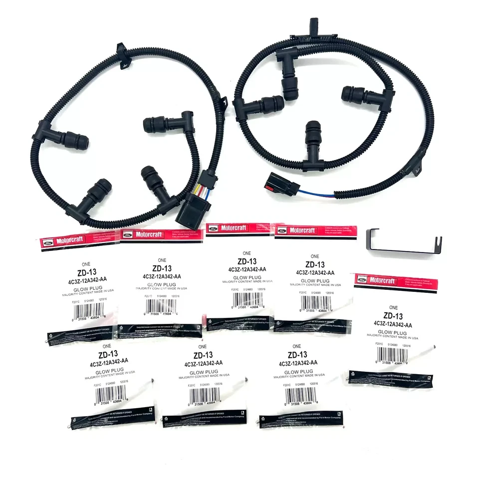Motorcraft ZD13 glow plug & Harness Kit For 04-10 Ford F250 6.0L Powerstroke Foto 2 de 4