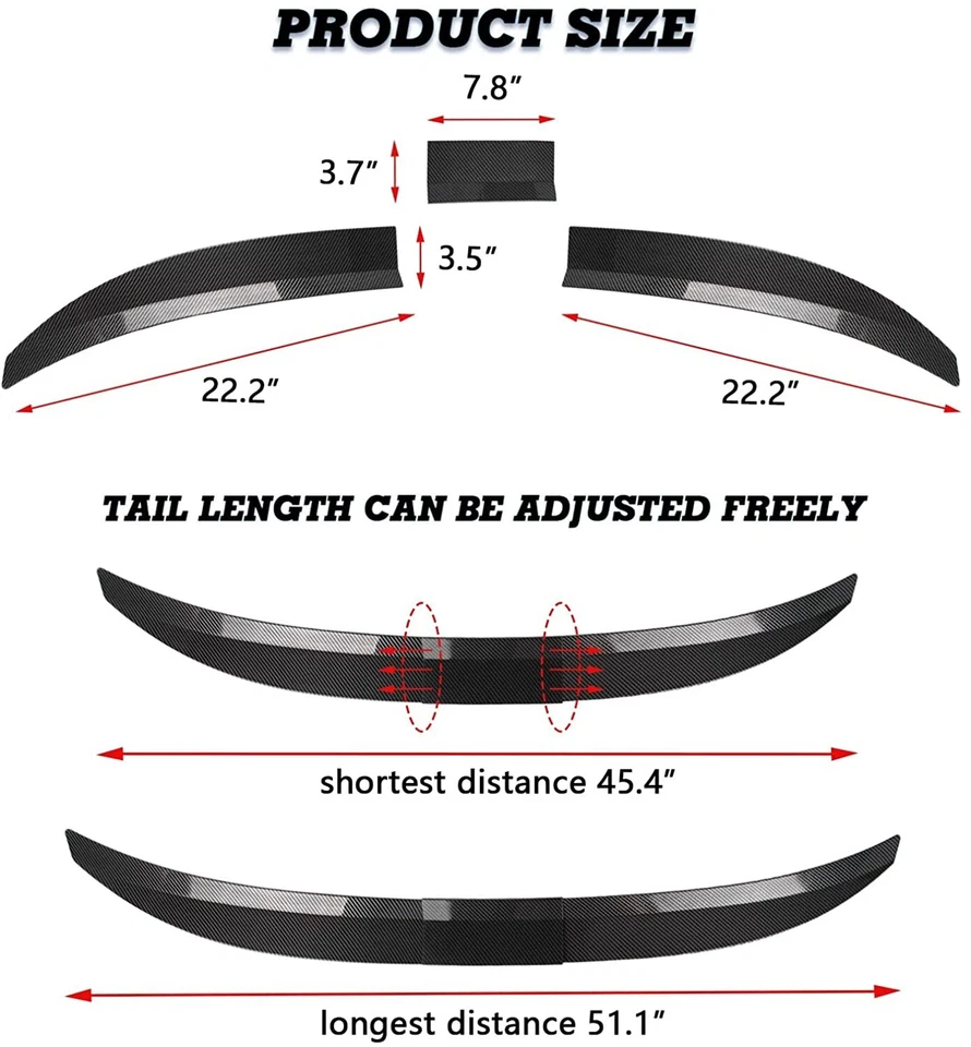 Carbon Fiber Adjustable Rear Trunk Spoiler Lip Roof Tail Wing For Mercedes-Benz Foto 2 de 4