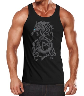 Herren Tank-Top Wolf Fenrir Fabelwesen Wikinger nordische Mythologie Odin