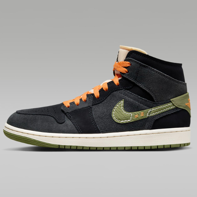 Кроссовки Nike Air Jordan 1 Mid SE Craft Антрацитового/оливкового цвета (FD6817-003)