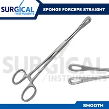 Sponge Forceps Surgical OB/GYN Smooth Jaw 7" Straight Body Piercing German Grade