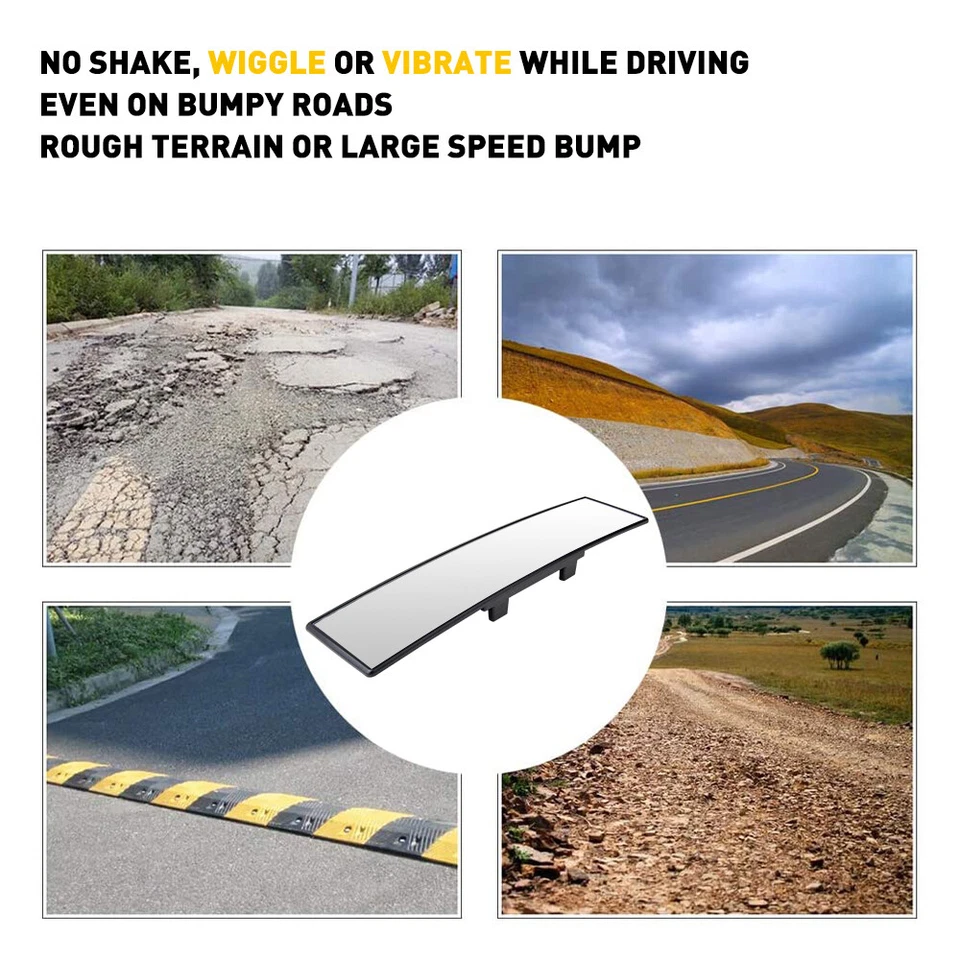 Espejo retrovisor interior convexo ancho 300 mm clip transparente universal gran angular Foto 4 de 4