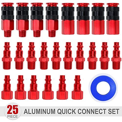 15-Piece 1/4 NPT Quick Connect Air Fittings Kit – Aluminum Couplers & Plugs, Heavy Duty, No Leak