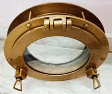 Home Décor Canal Boat Ship Window Porthole Antique Brass 12 inch Window Porthole