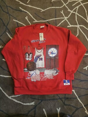 Vtg 76ers Philadelphia 76ers NBA Crewneck Sweatshirt Men Large x Nutmeg Mills