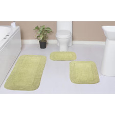 Radiant Collection 100 Cotton Bath Rugs Set, 3-Pcs Set with Runner, Green Free