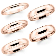 Solid 10K Rose Gold 2mm 3mm 4mm 5mm 6mm Comfort Fit Men Women Wedding Band Ring