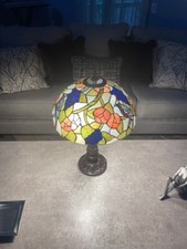 Beautiful Tiffany Style Stained Glass Lamp with Grapes, Flowers and Birds