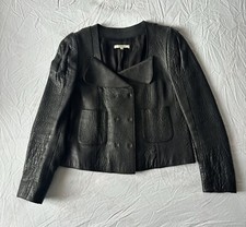 Carven Black Leather Jacket Size 38 Uk10