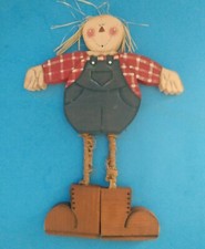Handcrafted Wooden Hand Painted Scarecrow Decoration for Autumn Fall Holidays