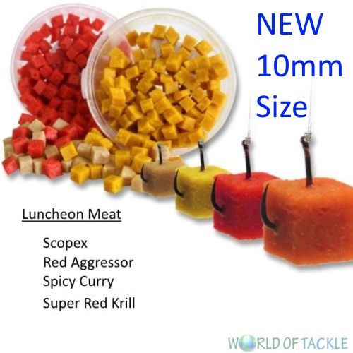 BAG`EM Schweinefleisch Mittagessen Fleisch 10 mm 4 Geschmacksrichtungen grobes Streichholz Angeln Köder Würfel