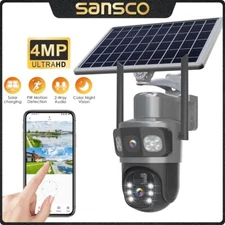 2K Solar Wireless Security Camera 4MP WiFi 355° PTZ Dual Lens 2-Way Audio Color