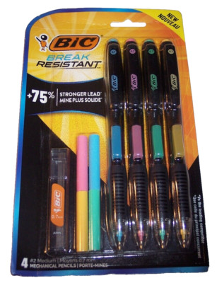 BIC Break-Resistant Mechanical Pencils with Erasers, No. 2 Medium Point 0.7mm N3