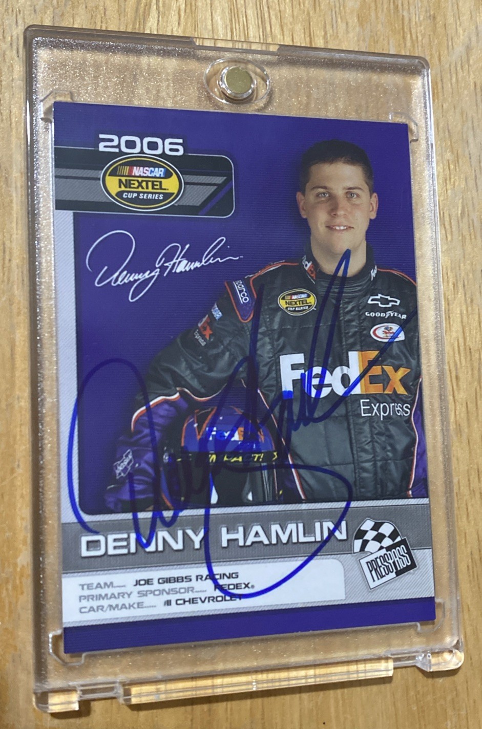 DENNY HAMLIN AUTOGRAPHED ROOKIE CARD - 2006 Press Pass - NEW CONDITION view 1