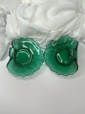 Set Of 2 Vintage Fostoria Decorater Emerald Green Bon Bon Dish 1964-1970