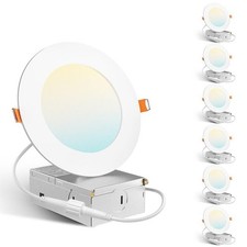 6 Pack 4 Inch 5CCT Ultra-Thin LED Recessed Dimmable Ceiling Light with Juncti...