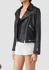 Allsaints Bourne Biker Leather Motorcycle Jacket US 4 NWT