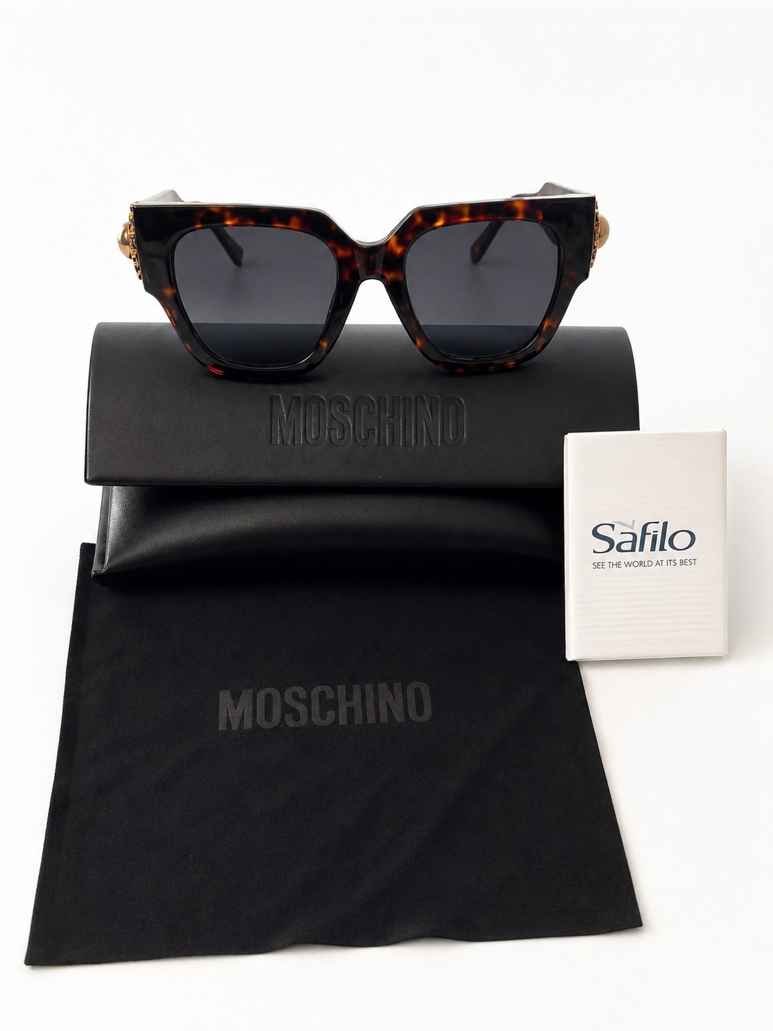 Lunettes Moschino femme oversize noir et doré style bijou chic