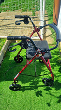 Red & Black 4-Wheel Rollator Walker with Seat and Handbrakes for Adult/Senior
