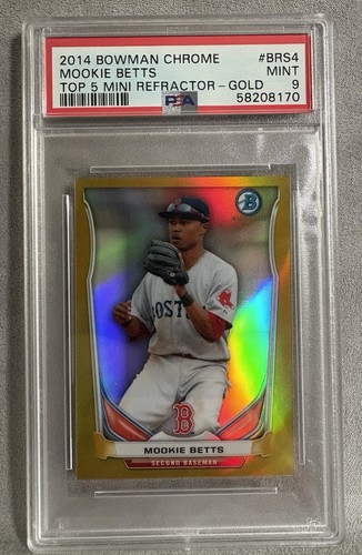Mookie Betts PSA 9 2014 Bowman Scout Top 5 Prospects Mini Gold Refractor /25 RC