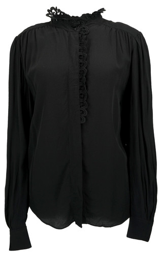 Isabel Marant Etoile Estela Blouse Womens US 2 Black Viscose ($490 Retail) NWT
