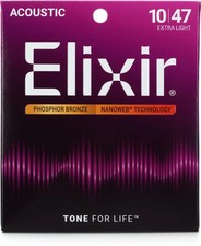 Elixir Strings Nanoweb Phosphor Bronze Acoustic Guitar Strings -.010-.047 Extra