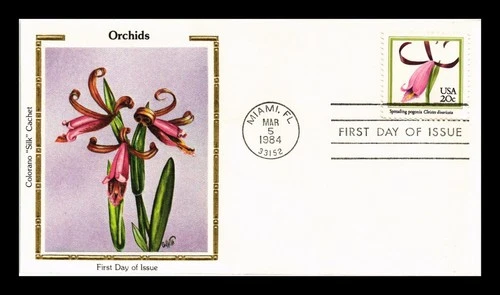 US COVER COLORANO SILK FIRST DAY OF ISSUE SPREADING POGONIA ORCHID