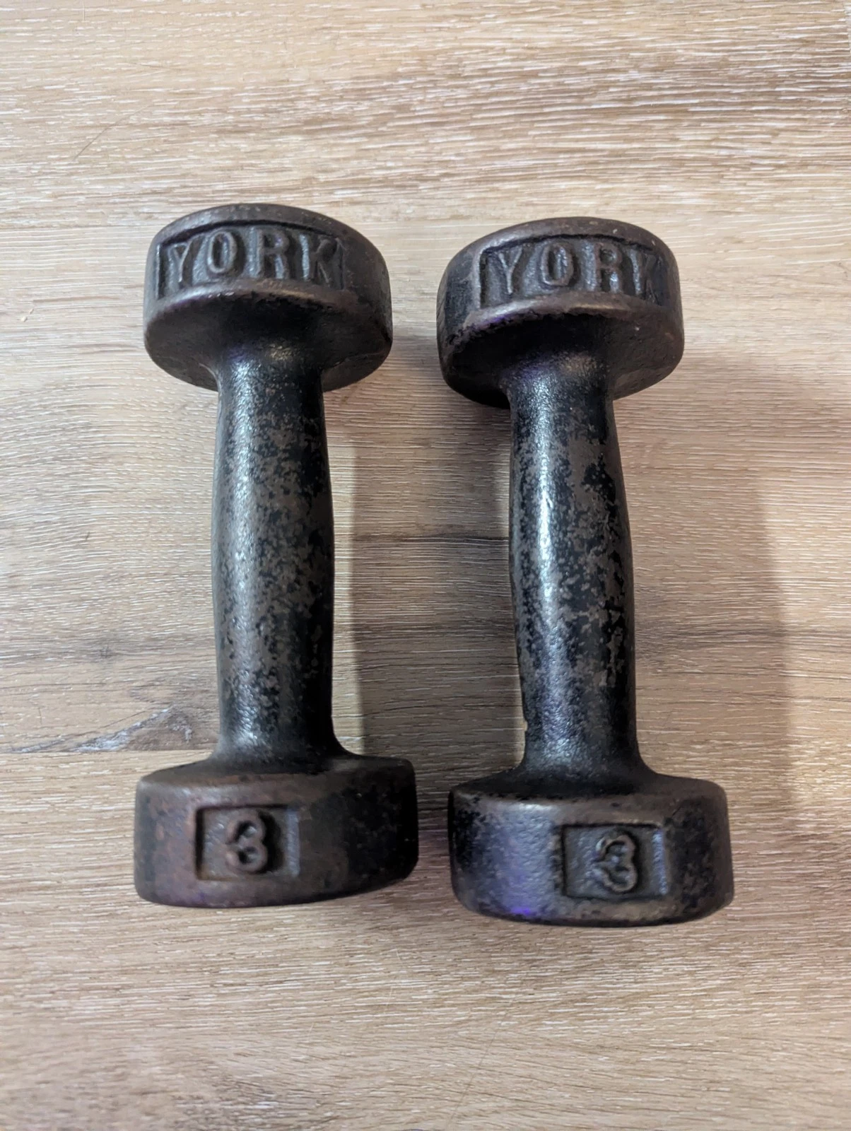 Vintage York 3lb Roundhead Dumbbell Pair Black For Work Outs EXCERCISE