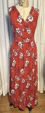 41Hawthorne Womens Sleeveless Long Red White Floral Jersey Dress Sz L Pre-owned