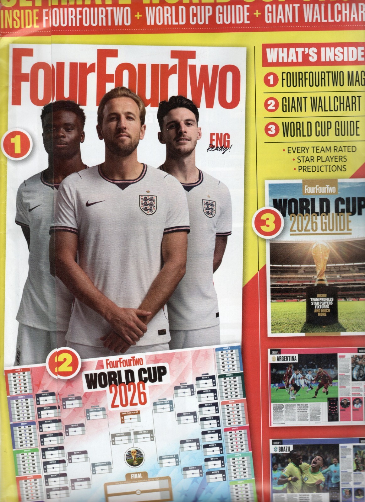 FourFourTwo Issue 391 World Cup 2026 Pack – Guide & Wallchart, England, Scotland