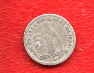 GUATEMALA 5 CENTS 1932 SILVER
