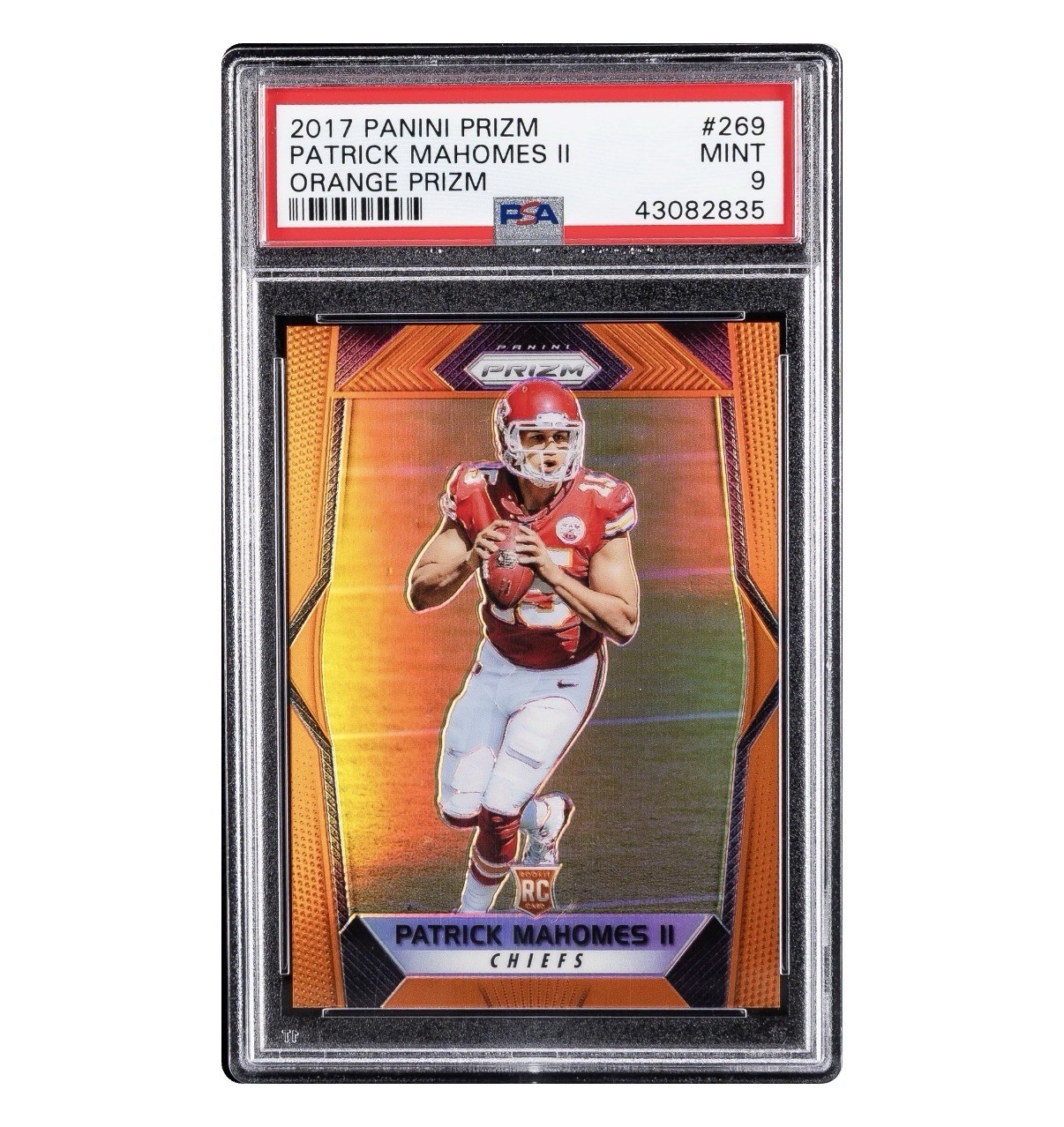 PATRICK MAHOMES PSA 9 MINT 2017 PANINI ORANGE PRIZM #269 ROOKIE #139/275 CHIEFS