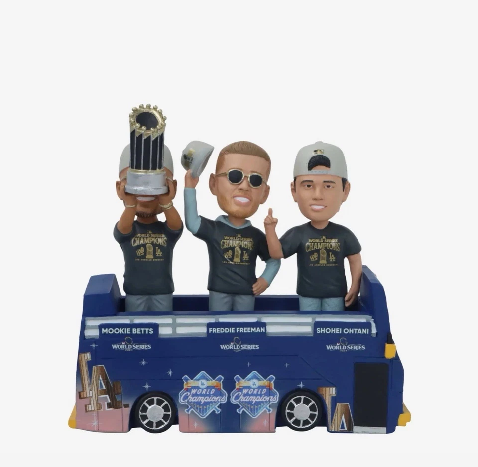 Autobús de Desfile de Campeones de la Serie Mundial de los Dodgers de Los Ángeles Escena de Bobblehead FOCO NUEVO Foto 2 de 4