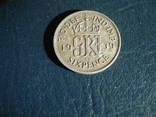 George V1 Silver Sixpence Coin 1939 / Good Grade